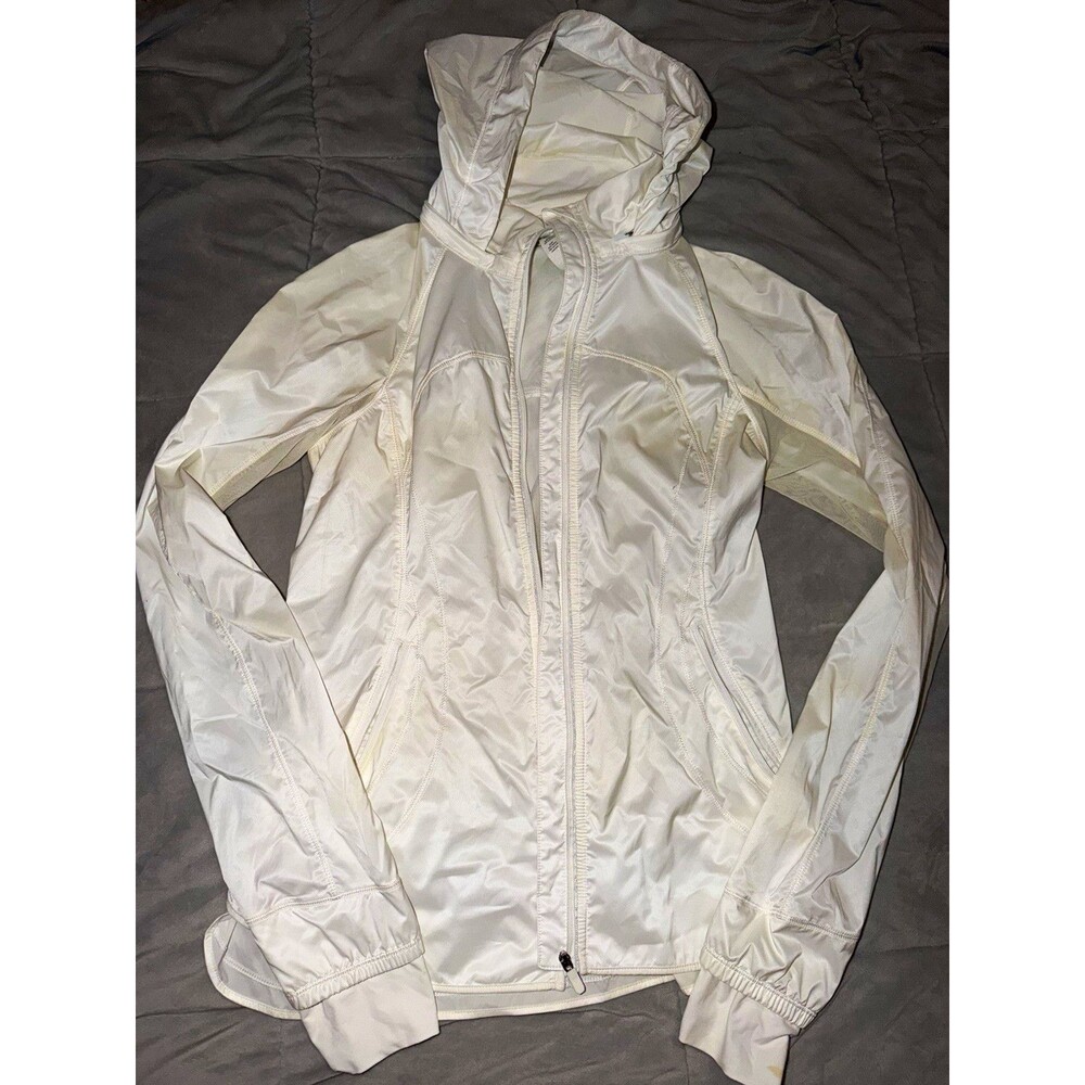 lululemon Lightweight Hooded Full Zip White Windbreaker Jacket Women’s 4
